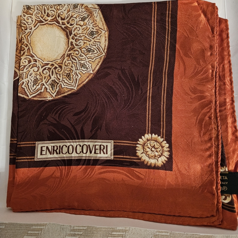 LUXURIOUS ENRICO COVERI WOMEN'S 100%SILK SCARF FROM ITALY